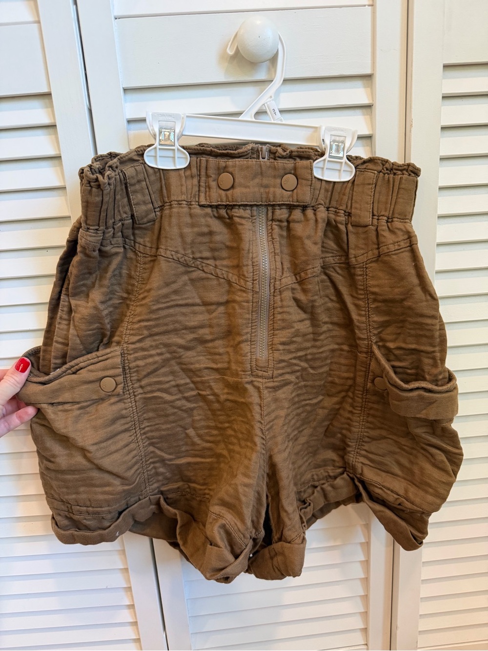 FP Movement High-Waist Cargo Shorts in Brown
